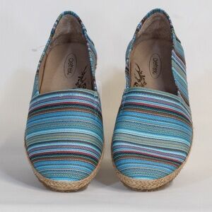 Aetrex Kylie Slip-On Multicolor Stripped Espadrille Flats with Arch Support